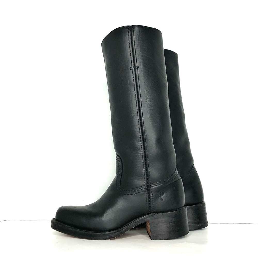 Frye 14L Campus Black Square Toe Pull On Riding Boots Women’s 6 Shoes - Picture 4 of 11